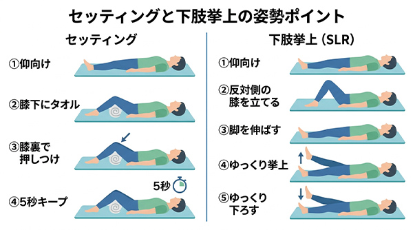 セッティングと下肢拳上の姿勢ポイント