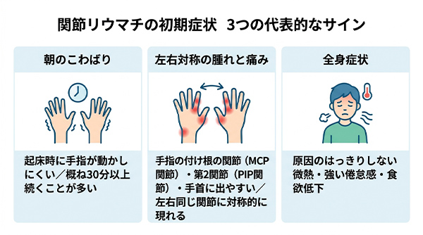 関節リウマチの初期症状 3つの代表的なサイン